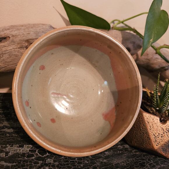 Hand Thrown Ceramic Soup Bowl in Sage Green and Tan - Picture 6 of 6